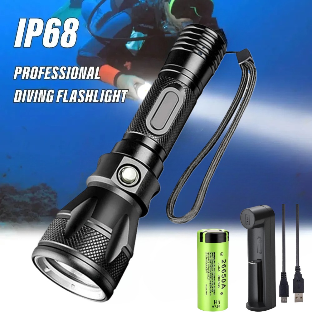 Underwater Flashlight - Linterna LED Profesional para Buceo, Antorcha