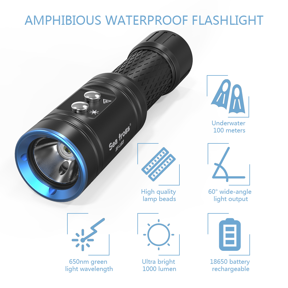 Strbea-linterna LED de 1000 lú - Underwater Flashlight reseña y precio